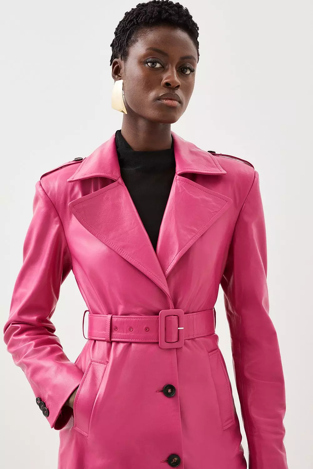 Pink 2024 leather coat